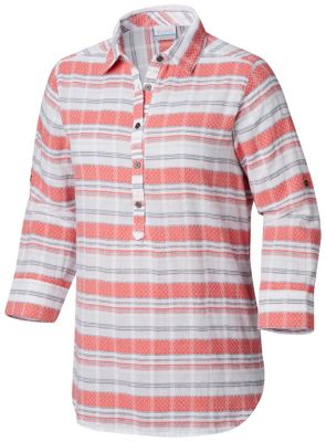 Tunique &agrave; Enfiler Summer Ease&trade; Femme Summer Ease&trade; Popover Tunic | 693 | XS, Coral Bloom Stripe, front