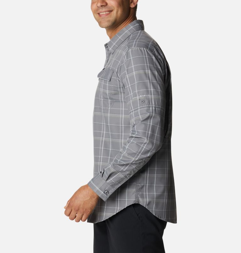 Men's Silver Ridge 2.0 Plaid Long Sleeve Shirt, Color: City Grey Grid Plaid, image 3