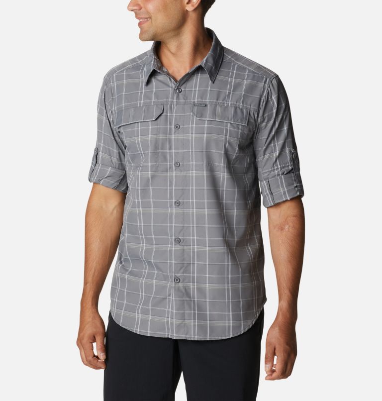 Men's Silver Ridge 2.0 Plaid Long Sleeve Shirt, Color: City Grey Grid Plaid, image 6