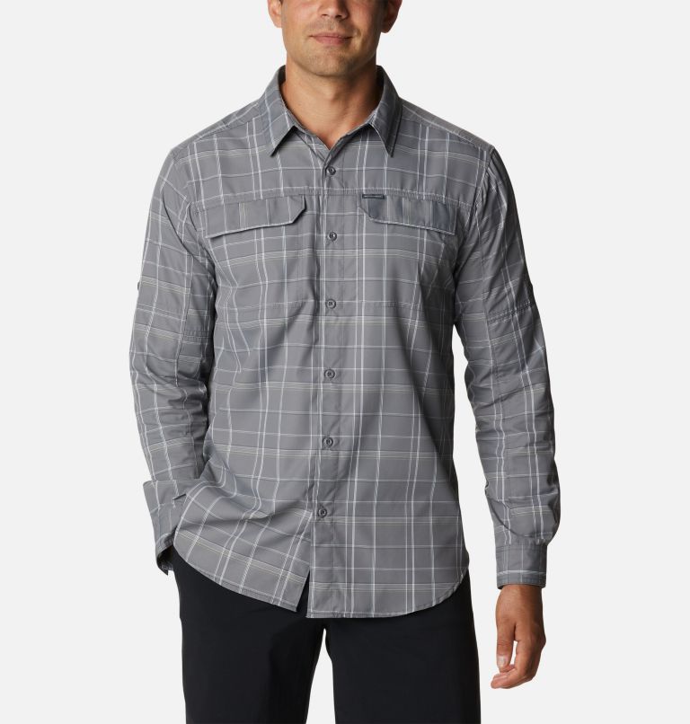 Men's Silver Ridge 2.0 Plaid Long Sleeve Shirt, Color: City Grey Grid Plaid, image 1