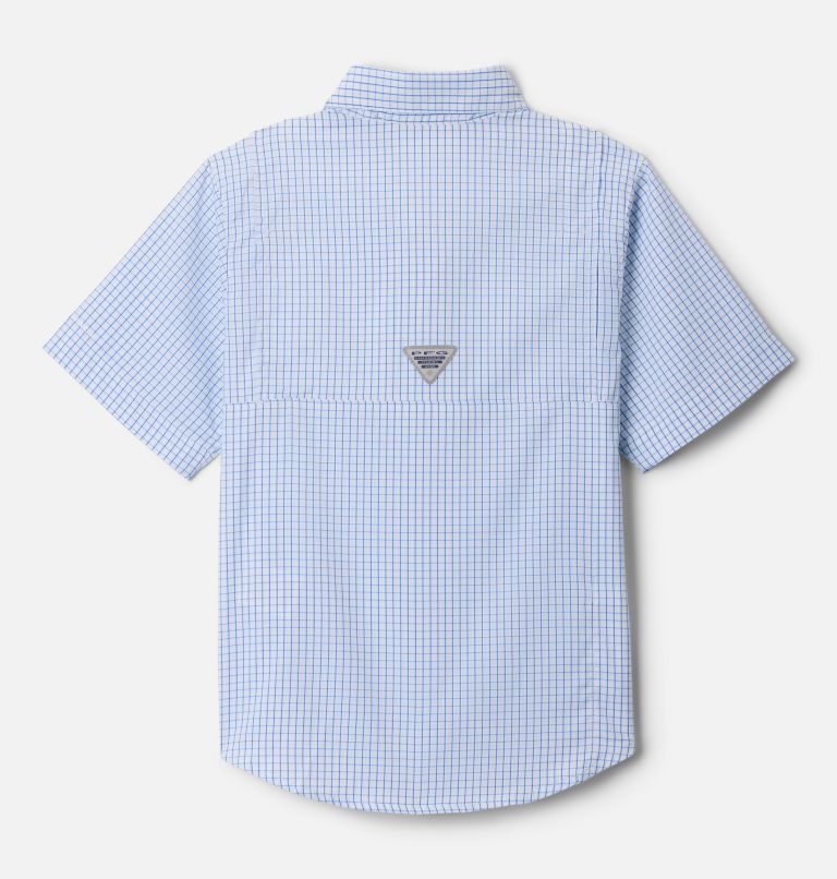 Boys' PFG Super Tamiami Short Sleeve Shirt, Color: Vivid Blue Multi Gingham, image 2