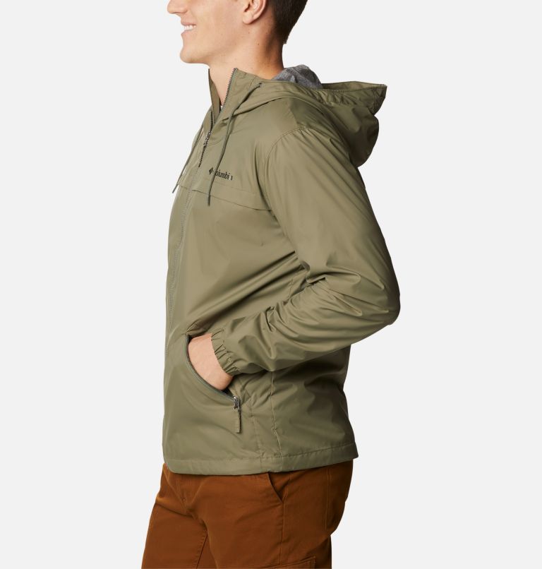 Men's Oroville Creek Lined Rain Jacket, Color: Stone Green, image 3