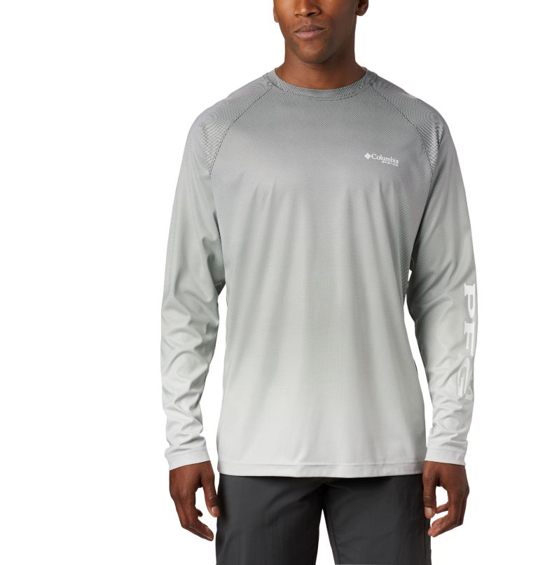 Men's PFG Terminal Deflector Printed Long Sleeve Shirt, Color: Black Gradient, image 1