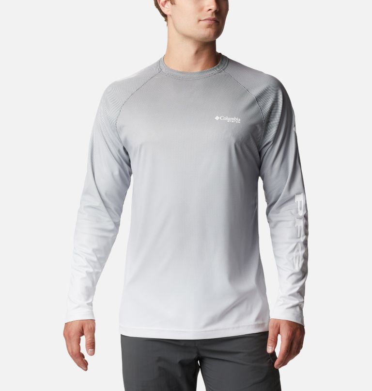 Thumbnail: Men's PFG Terminal Deflector Printed Long Sleeve Shirt, Color: Black Gradient, image 1