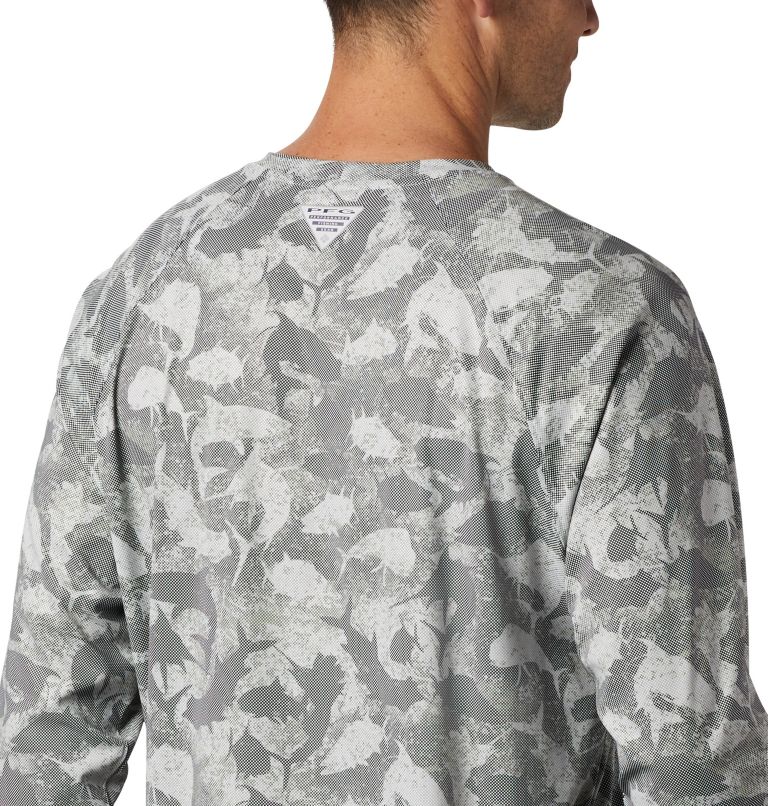 Men's PFG Terminal Deflector Printed Long Sleeve Shirt, Color: Cool Grey Inside Out Camo, image 5