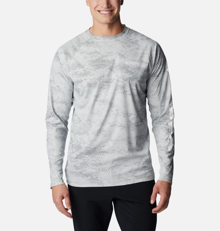 Men's PFG Terminal Deflector Printed Long Sleeve Shirt, Color: Cool Grey Dark PFG Camo, image 1