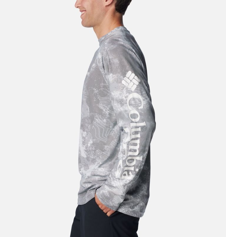 Men's PFG Terminal Deflector Printed Long Sleeve Shirt, Color: Cool Grey Deepwaters Camo, image 3