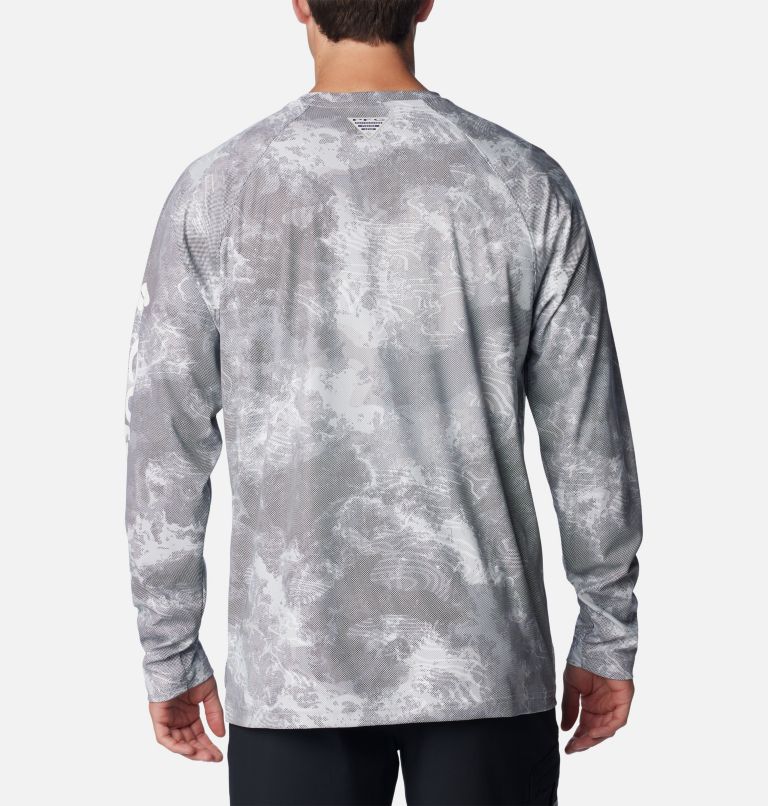 Men's PFG Terminal Deflector Printed Long Sleeve Shirt, Color: Cool Grey Deepwaters Camo, image 2