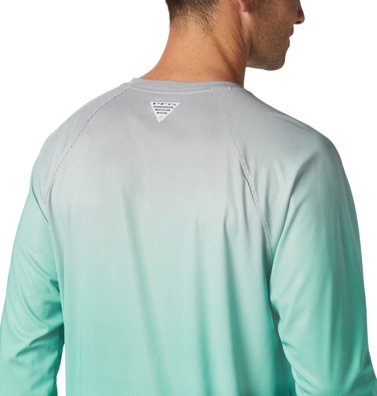 Men's PFG Terminal Deflector Printed Long Sleeve Shirt, Color: Dark Lime Gradient, image 5