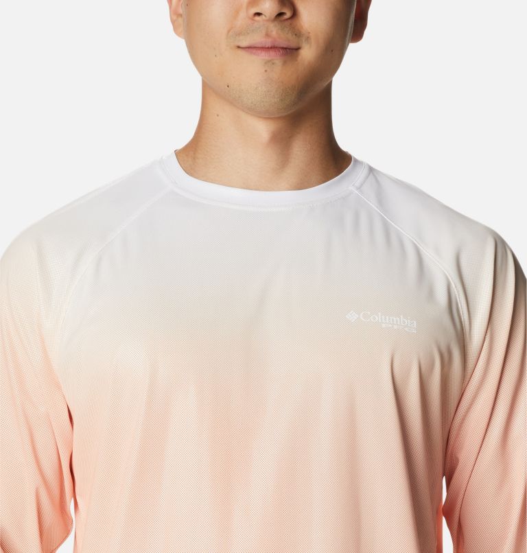 Men's PFG Terminal Deflector Printed Long Sleeve Shirt, Color: Electric Turquoise Gradient, image 4
