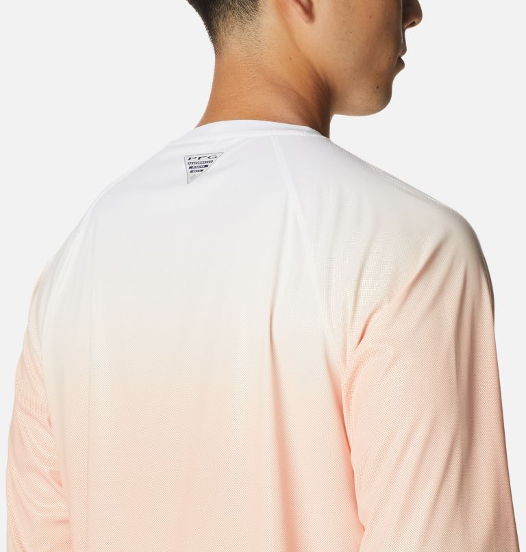 Men's PFG Terminal Deflector Printed Long Sleeve Shirt, Color: Electric Turquoise Gradient, image 5