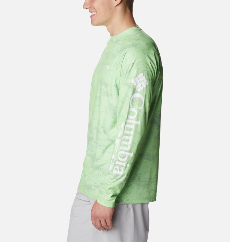 Thumbnail: Men's PFG Terminal Deflector Printed Long Sleeve Shirt, Color: Green Mamba PFG Camo, image 3