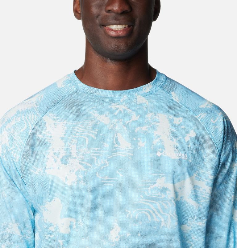 Men's PFG Terminal Deflector Printed Long Sleeve Shirt, Color: Ocean Blue Deepwaters Camo, image 4