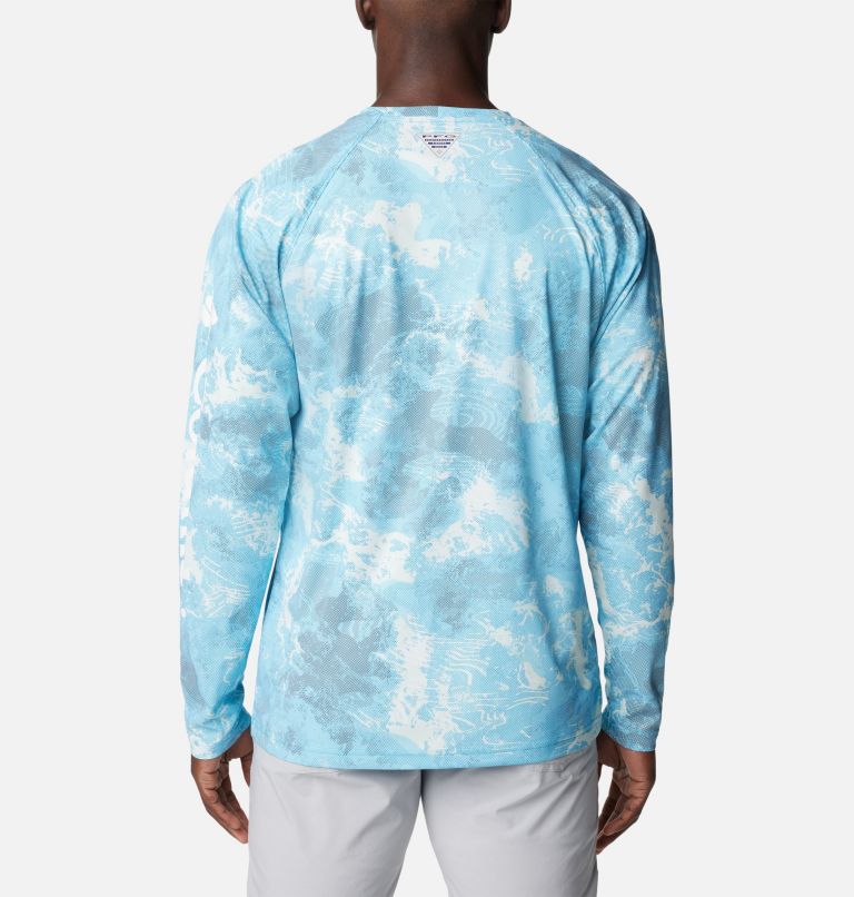 Men's PFG Terminal Deflector Printed Long Sleeve Shirt, Color: Ocean Blue Deepwaters Camo, image 2