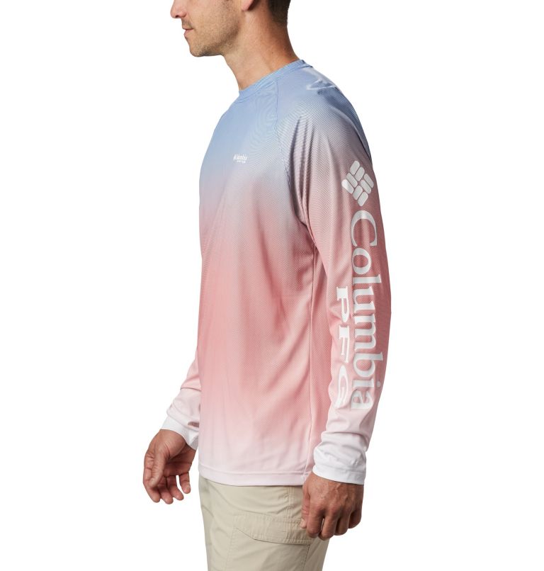 Men's PFG Terminal Deflector Printed Long Sleeve Shirt, Color: Vivid Blue Gradient, image 3