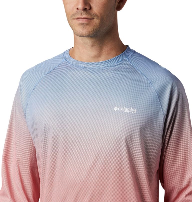 Men's PFG Terminal Deflector Printed Long Sleeve Shirt, Color: Vivid Blue Gradient, image 4
