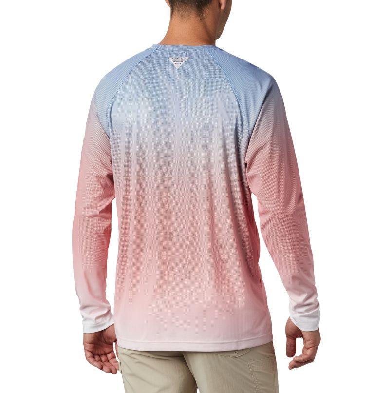 Men's PFG Terminal Deflector Printed Long Sleeve Shirt, Color: Vivid Blue Gradient, image 2