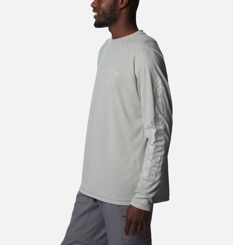Thumbnail: Men's PFG Terminal Deflector Long Sleeve Shirt - Tall, Color: Cypress, Cool Grey, image 3