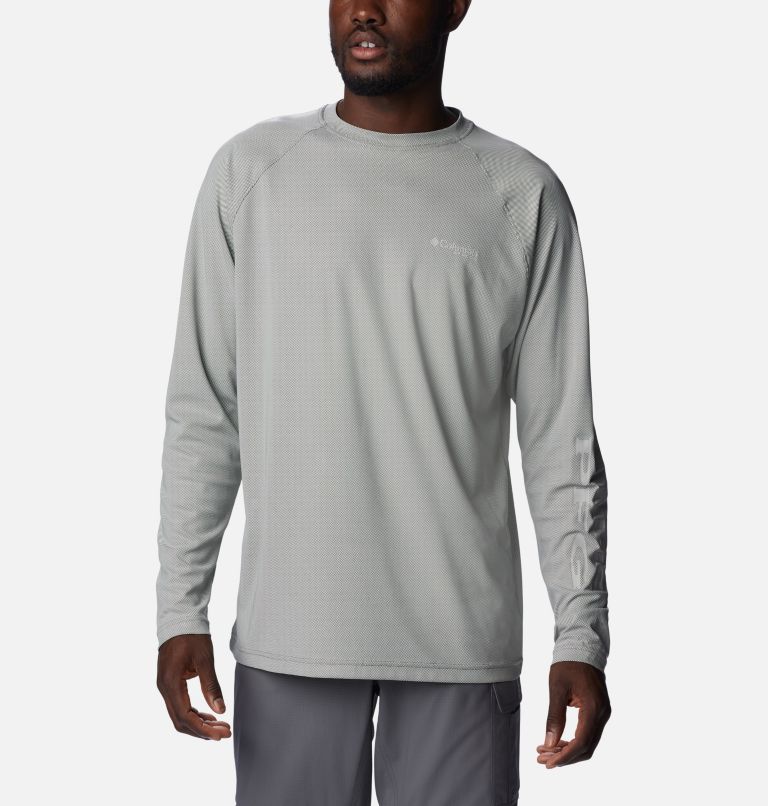 Men's PFG Terminal Deflector Long Sleeve Shirt - Tall, Color: Cypress, Cool Grey, image 1