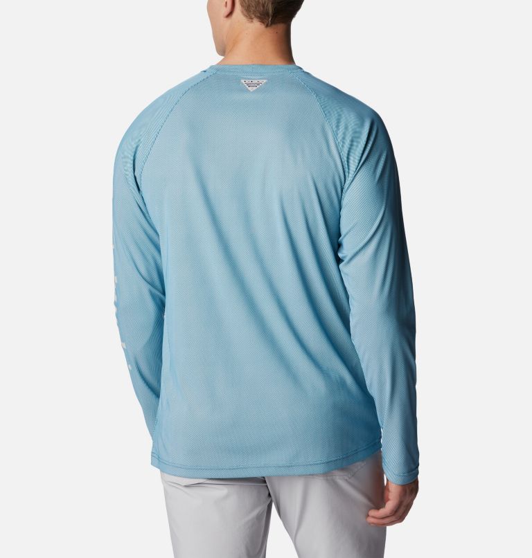 Thumbnail: Men’s PFG Terminal Deflector Long Sleeve Shirt, Color: Deep Marine, Cool Grey, image 2