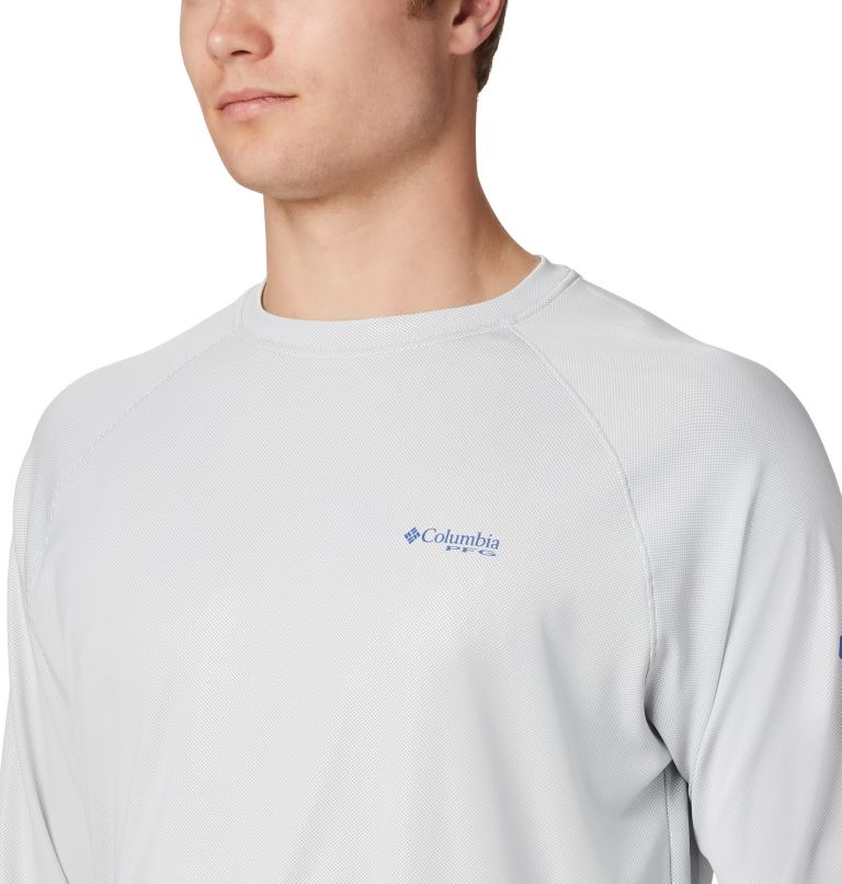 Men's PFG Terminal Deflector Long Sleeve Shirt - Tall, Color: Cool Grey, Vivid Blue, image 4