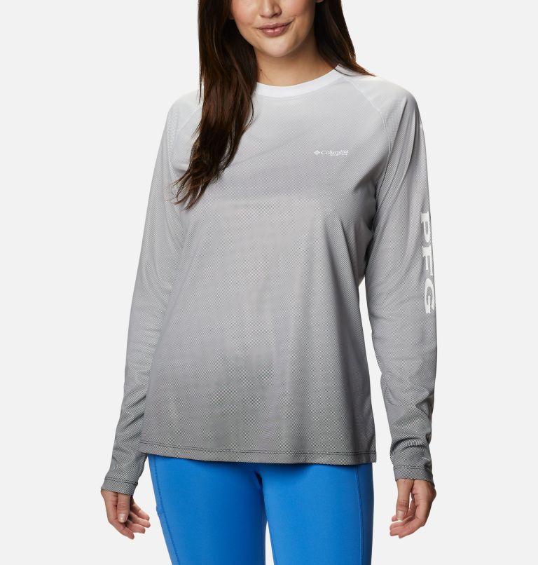 Women's PFG Tidal Deflector Long Sleeve Shirt, Color: Black Gradient, image 1