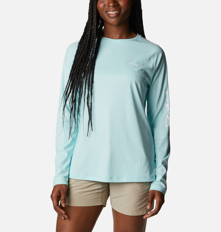 Women’s PFG Tidal Deflector Long Sleeve Shirt, Color: Gulf Stream, image 1