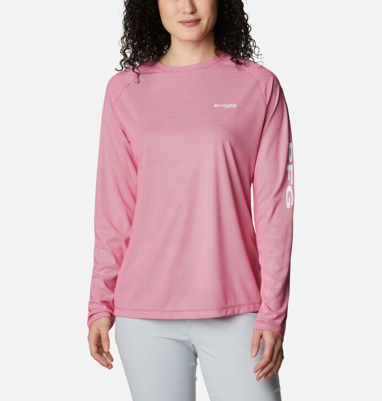Women's PFG Tidal Deflector Long Sleeve Shirt, Color: Cactus Pink, image 1