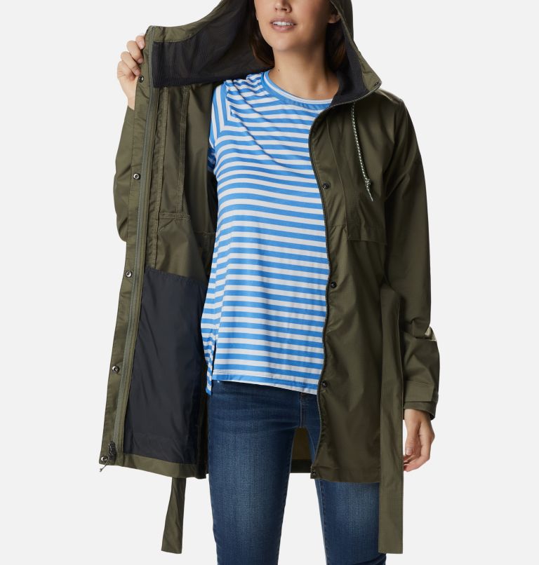 Thumbnail: Women's Pardon My Trench Rain Jacket, Color: Stone Green, image 6