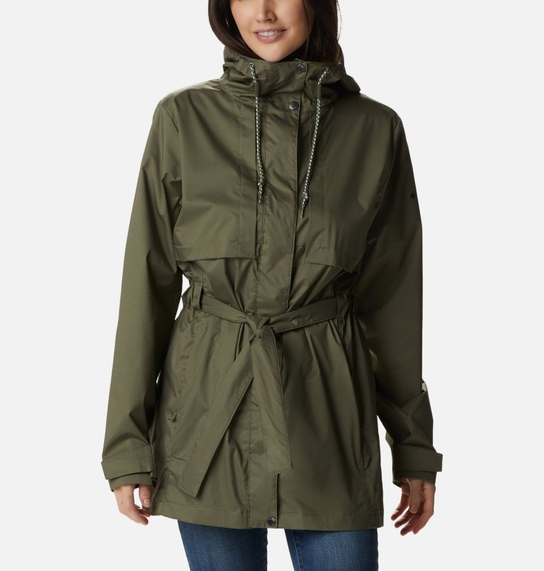 Thumbnail: Women's Pardon My Trench Rain Jacket, Color: Stone Green, image 1