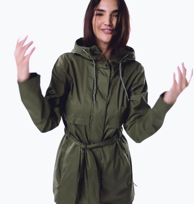Thumbnail: Women's Pardon My Trench Rain Jacket, Color: Stone Green, image 2