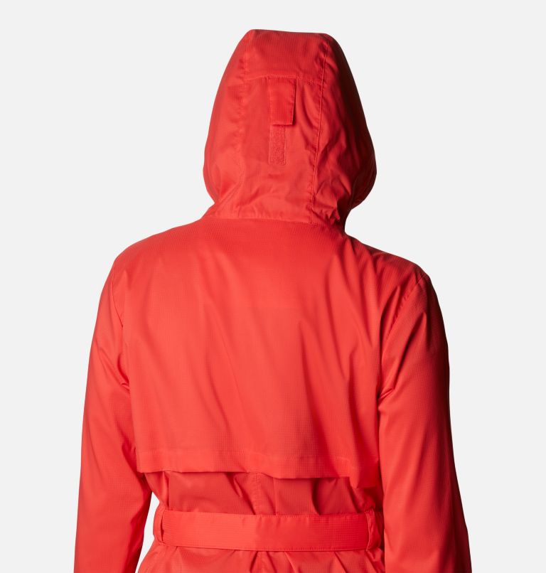 Women's Pardon My Trench Rain Jacket, Color: Red Hibiscus
