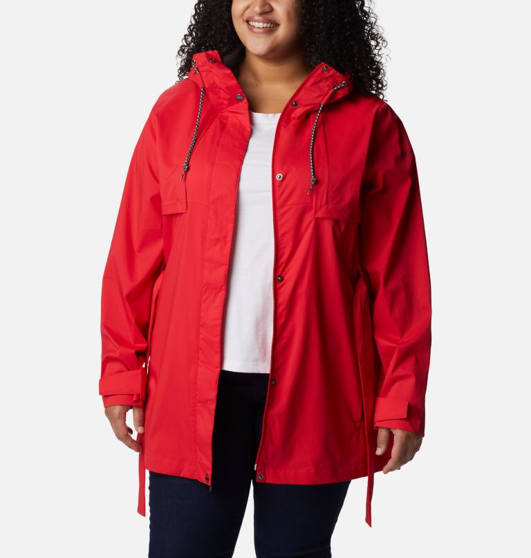Thumbnail: Women's Pardon My Trench Rain Jacket – Plus Size, Color: Red Lily, image 7