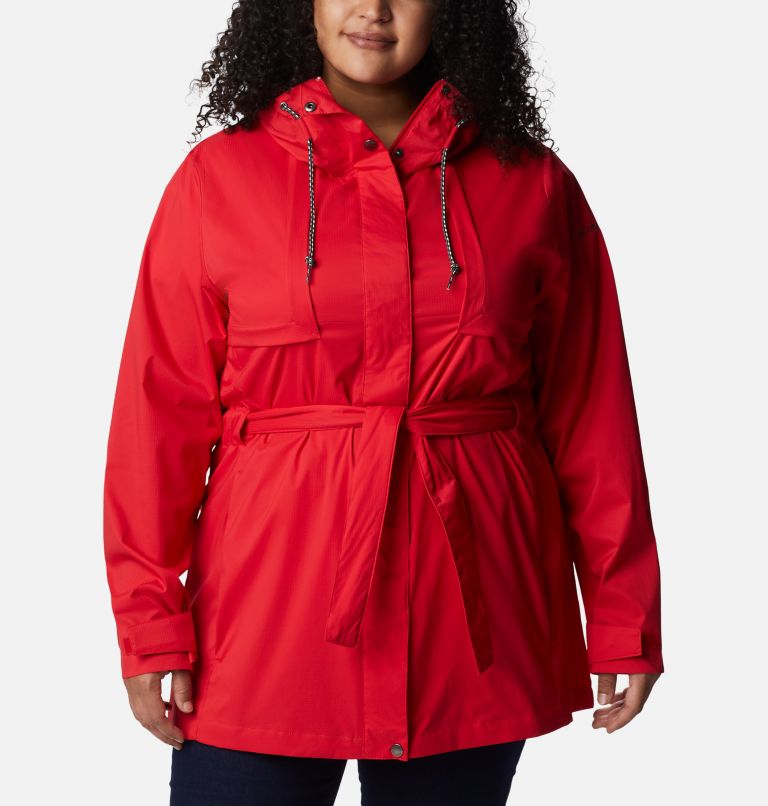 Thumbnail: Women's Pardon My Trench Rain Jacket – Plus Size, Color: Red Lily, image 1
