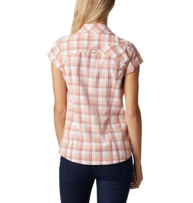 Chemise Manches Courtes Stretch Saturday Trail&trade; II Femme Saturday Trail&trade; II Stretch Pri | 404 | XS, Dark Coral Medium Grid, back