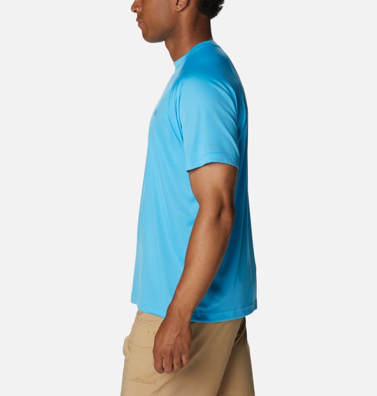 Men’s PFG Terminal Tackle Heather Short Sleeve Shirt, Color: Riptide Heather, City Grey Logo, image 3