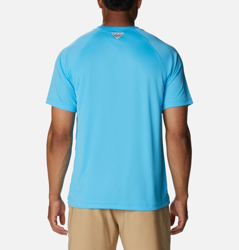 Men’s PFG Terminal Tackle Heather Short Sleeve Shirt, Color: Riptide Heather, City Grey Logo, image 2