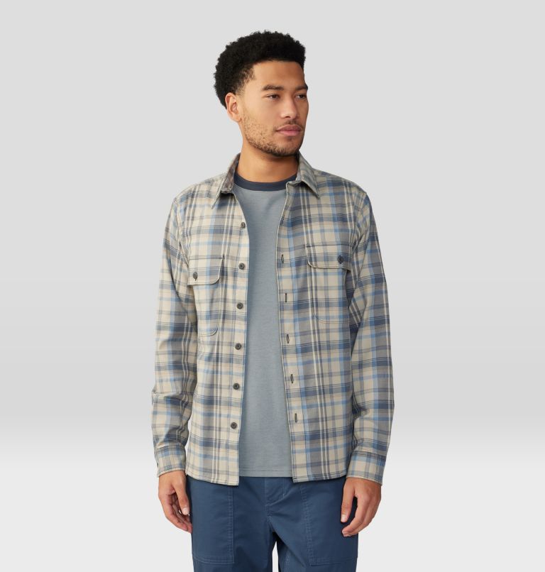 Men's Voyager One Long Sleeve Shirt, Color: Badlands Bucket List Plaid, image 5