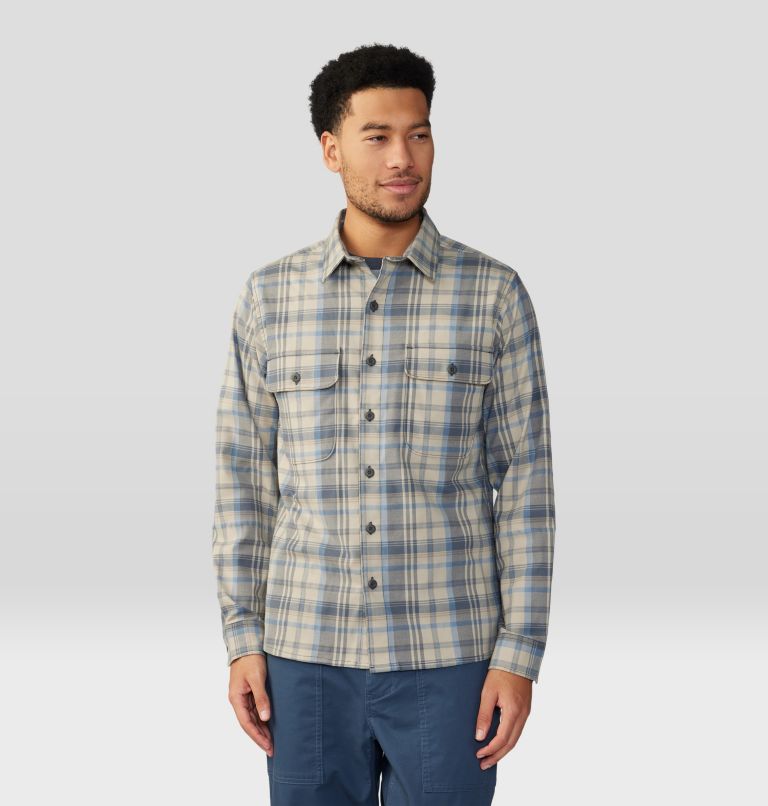 Men's Voyager One Long Sleeve Shirt, Color: Badlands Bucket List Plaid, image 6