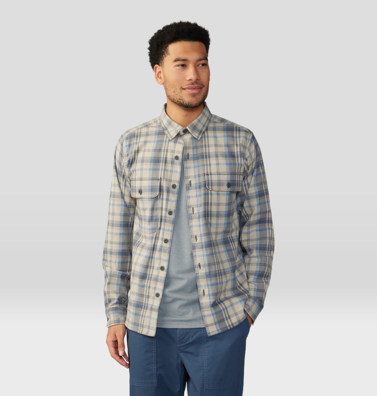 Men's Voyager One Long Sleeve Shirt, Color: Badlands Bucket List Plaid, image 7