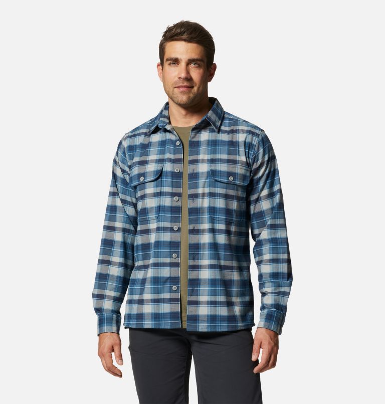 Men's Voyager One Long Sleeve Shirt, Color: Light Zinc Another Voyage Plaid, image 5