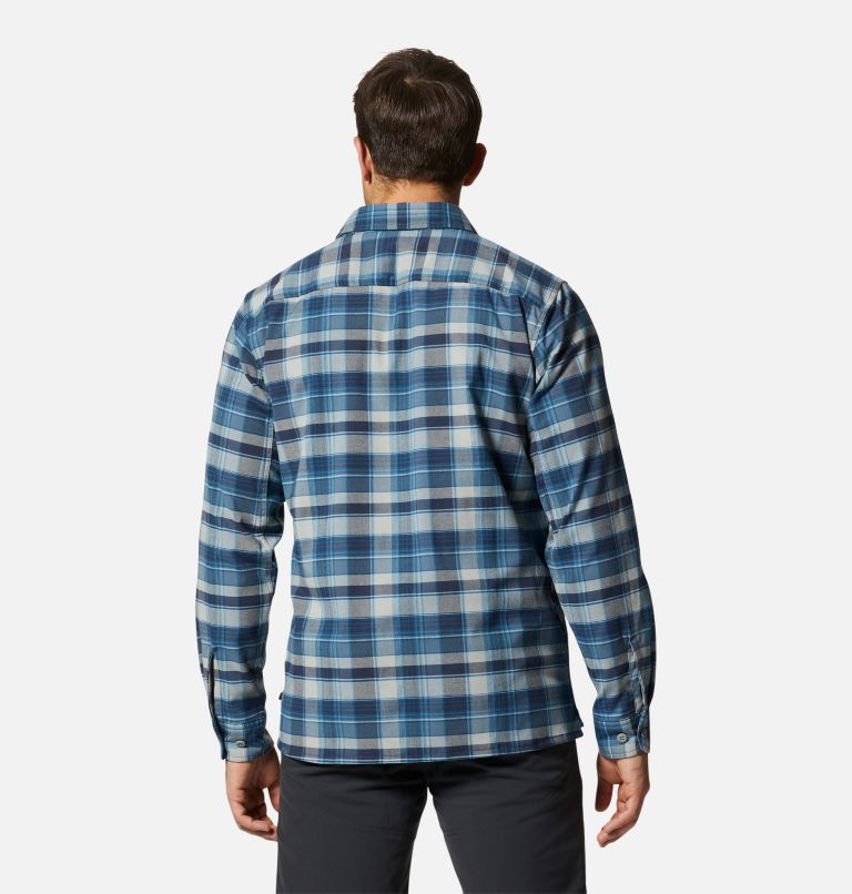 Men's Voyager One Long Sleeve Shirt, Color: Light Zinc Another Voyage Plaid, image 2