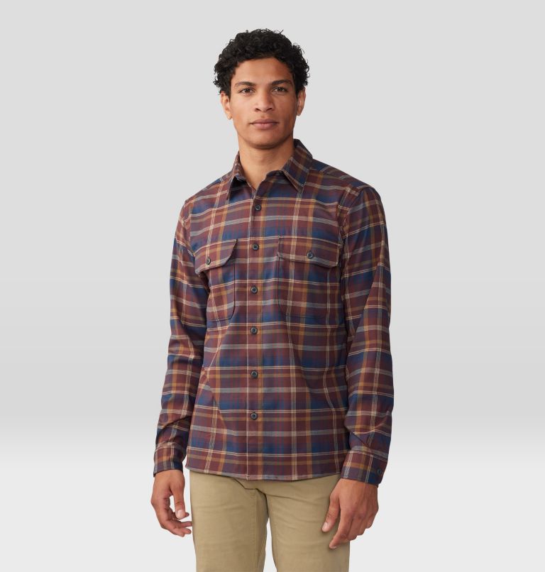 Men's Voyager One Long Sleeve Shirt, Color: Washed Raisin Bucket List Plaid, image 5