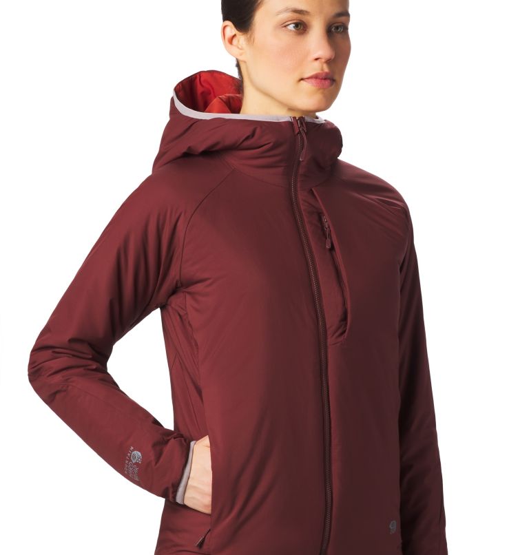 Women's Kor Strata Hooded Jacket, Color: Dark Umber