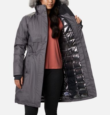 columbia women's apres arson long down jacket