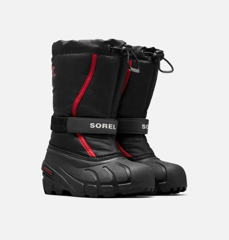 Youth Flurry Boot, Color: Black, Bright Red, image 2