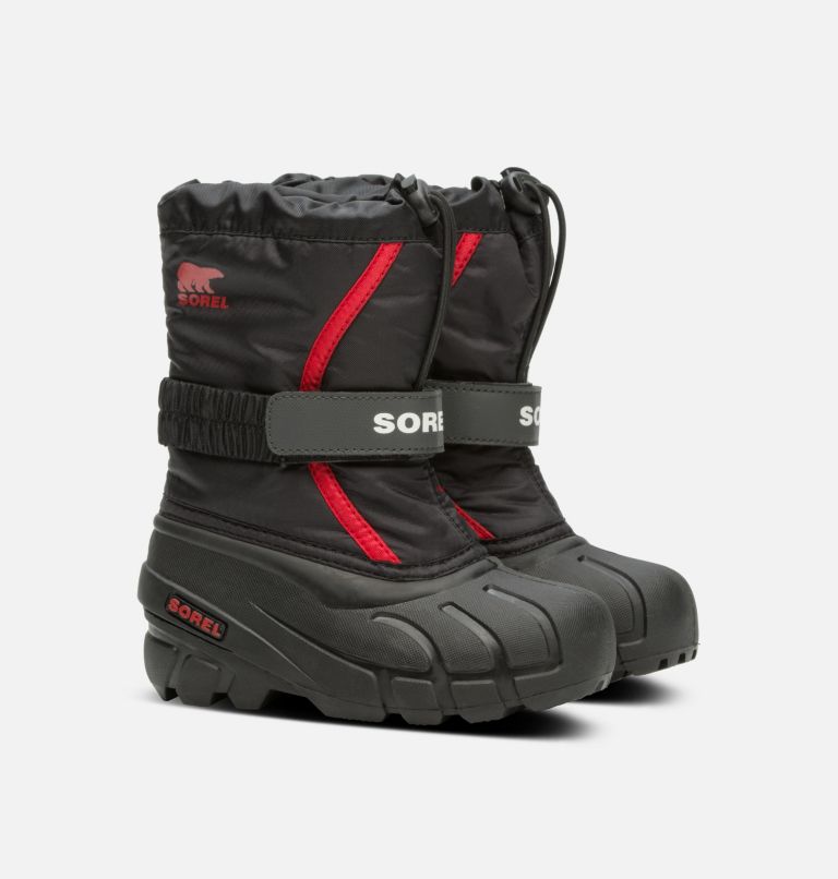 Kids' Flurry Snow Boot, Color: Black, Bright Red, image 2