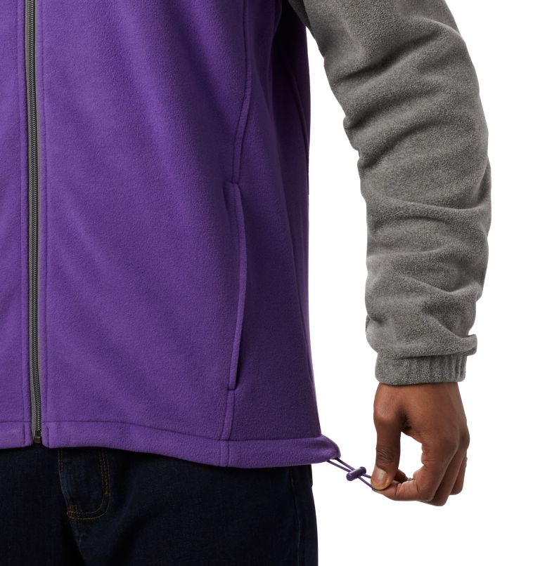 Thumbnail: Men's Collegiate Flanker III Fleece Jacket - Tall - LSU, Color: LSU - Charcoal Heather, Vivid Purple, image 4