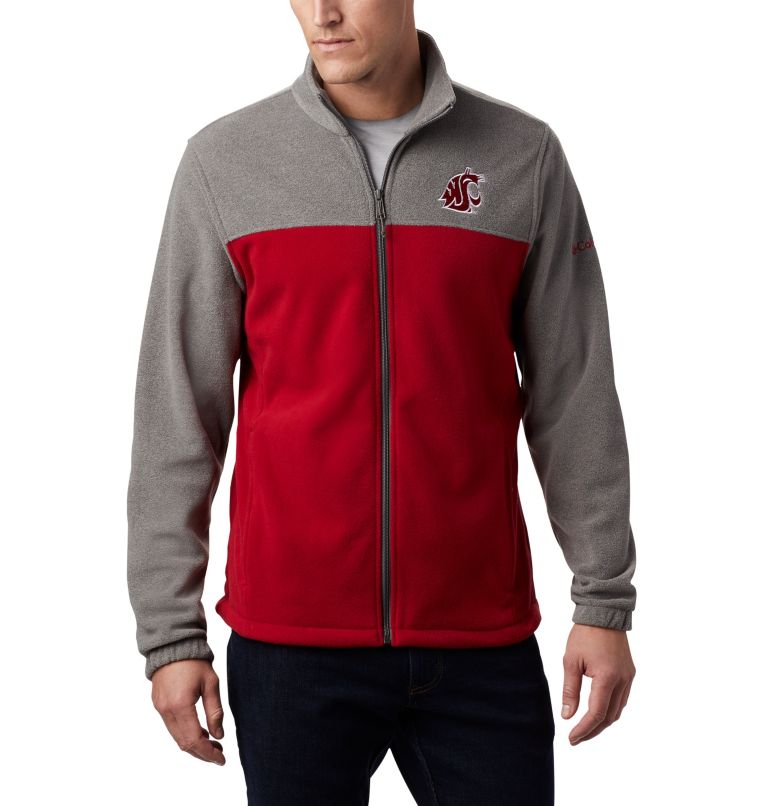 Thumbnail: Men's Collegiate Flanker III Fleece Jacket - Washington State, Color: WAZ - Charcoal, Red Velvet, image 1