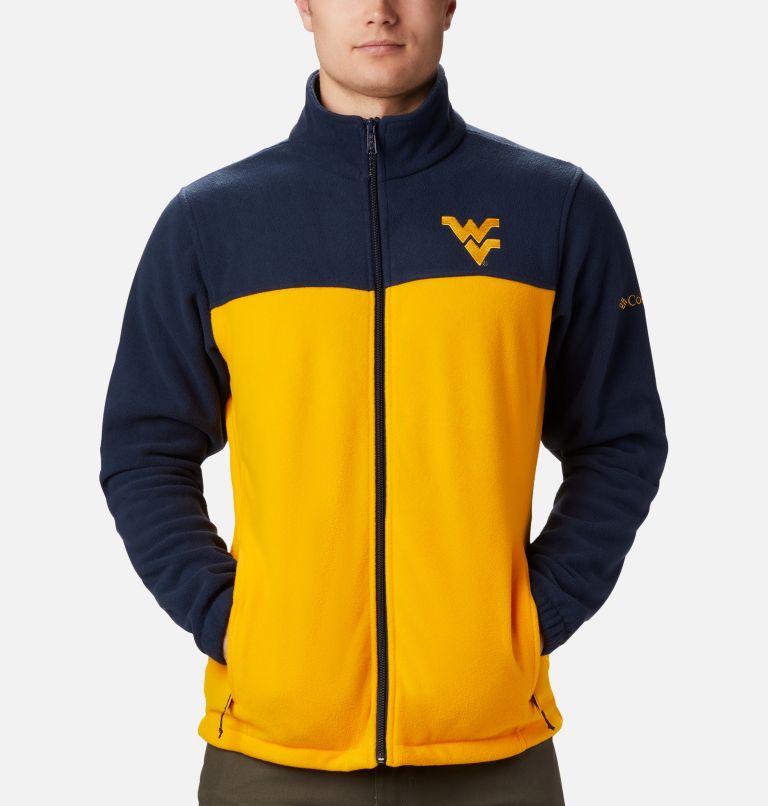 Thumbnail: Men's Collegiate Flanker III Fleece Jacket - West Virginia University, Color: WV - Collegiate Navy, MLB Gold, image 3
